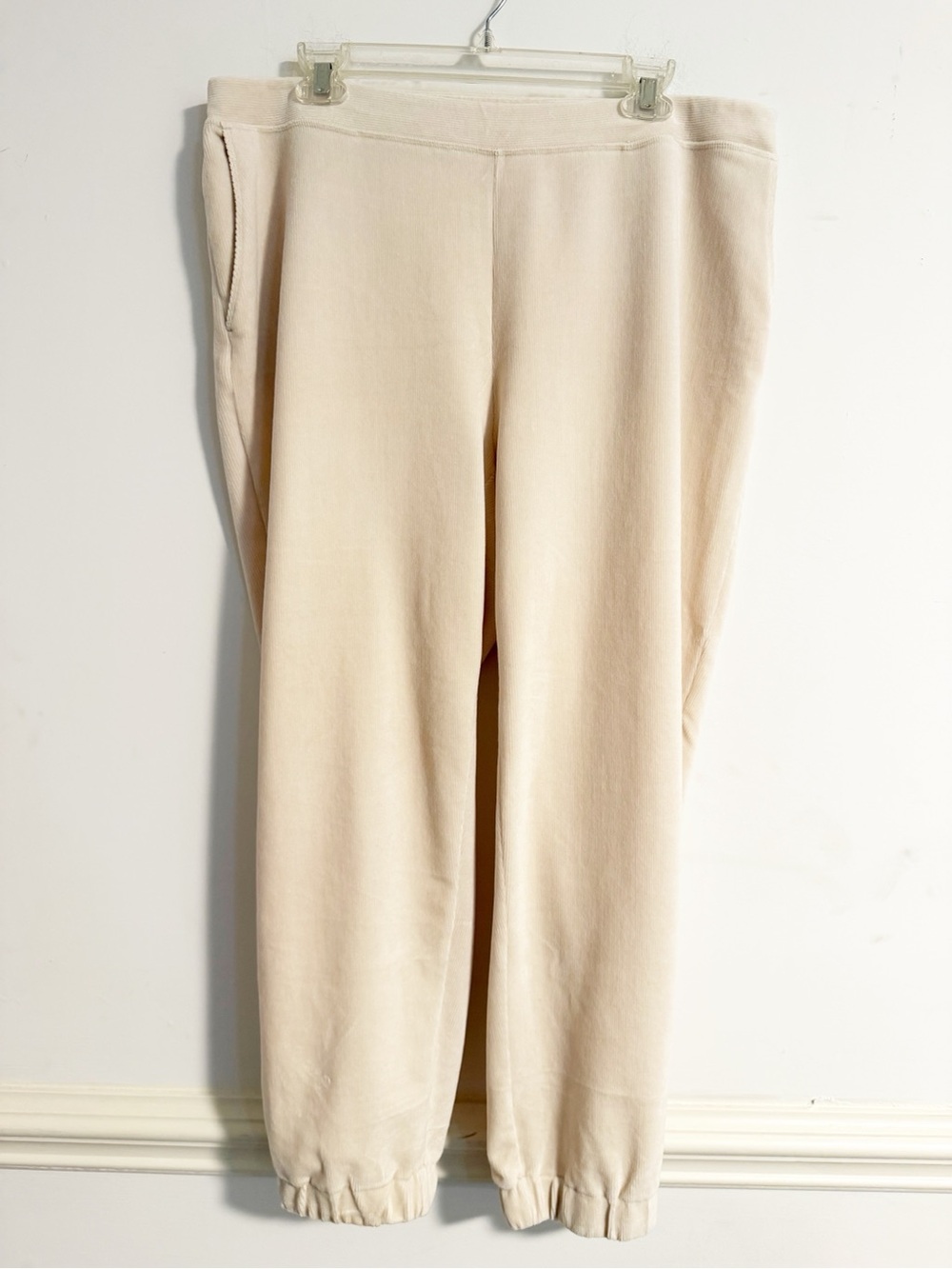 J.Jill Cream Cotton Blend Knit Jogger Pants XL Loungewear Elastic Waist